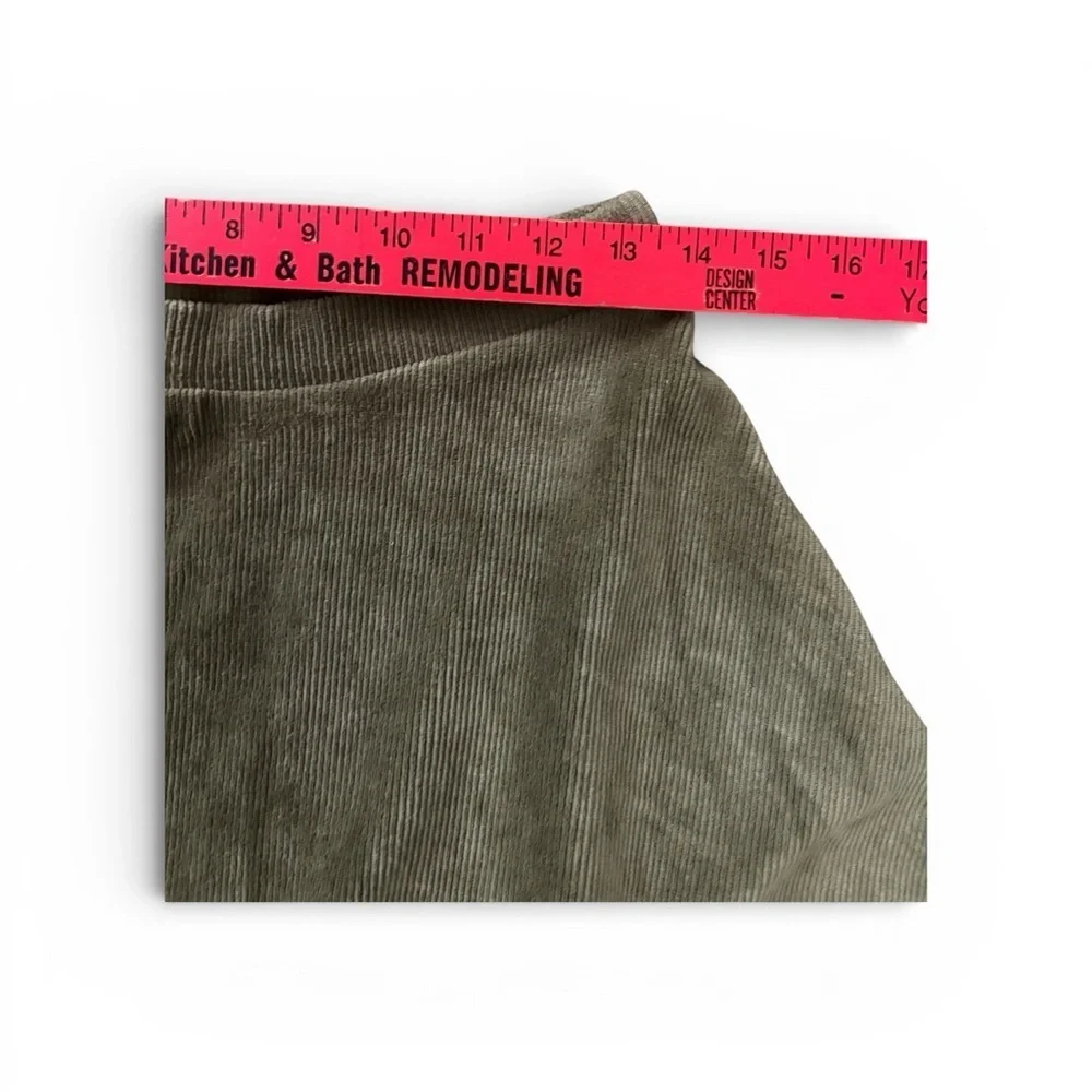 Classic Olive Green Women's Ribbed Corduroy Look Skirt